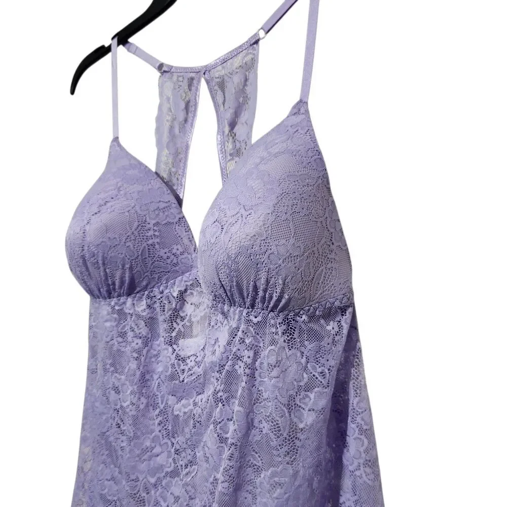 Lilac London 2PCS!! Babydoll chemise and thong lingerie set Size XXL Lavender